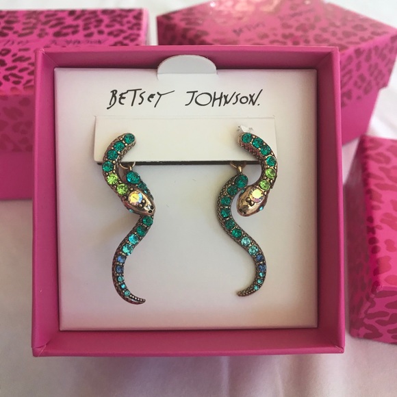 Betsey Johnson Earrings, Jeweled Snakes, New - Picture 5 of 5
